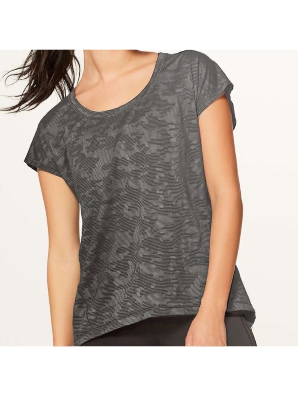 Women’s Short Sleeve Scoop Neck Top in Olive Camo